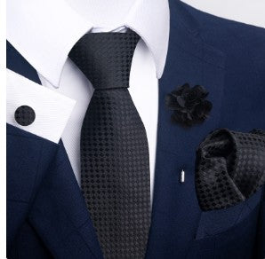 Commute Geometric Stripe Cashew Nuts Polyester Yarn Men's Square Scarf Cufflinks Tie