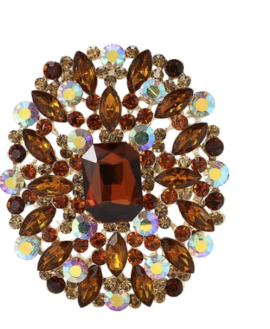 Brown Retro Pin Geometric Alloy Rhinestones