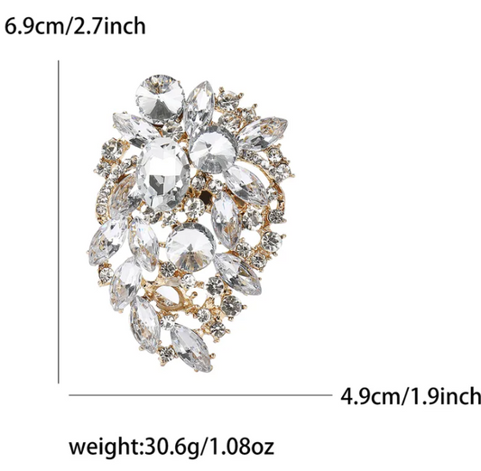 Gold Elegant Alloy Inlay Artificial Rhinestone Brooch