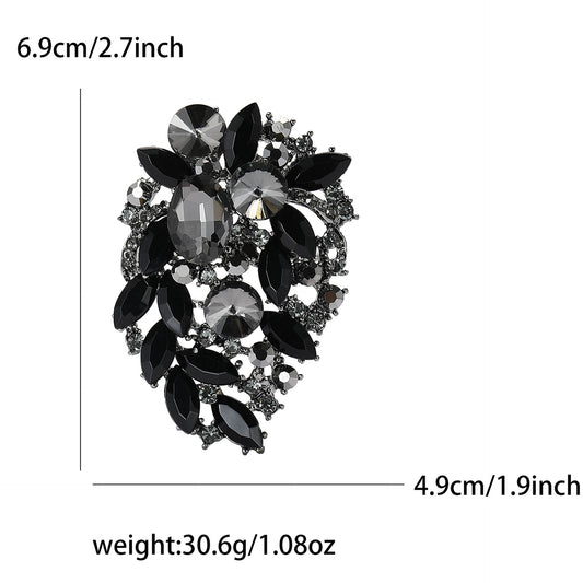 Black Elegant Alloy Inlay Artificial Rhinestones Brooch