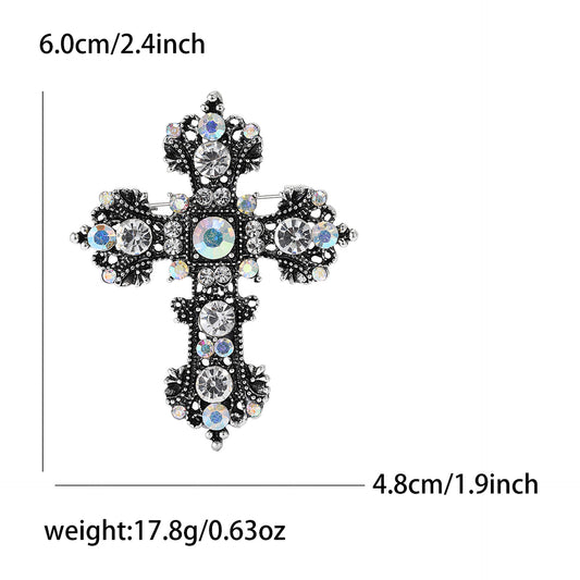 Elegant Black Cross Alloy Inlay Rhinestones Brooch
