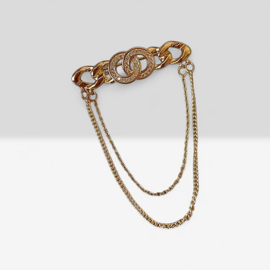 Gold Chain Letters Brooch