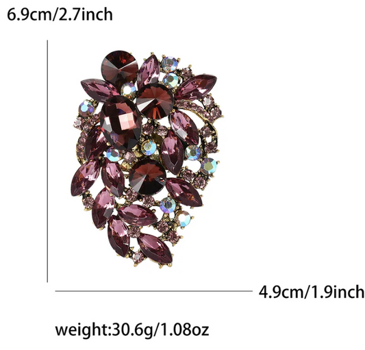 Purple Elegant Alloy Inlay Artificial Rhinestones Brooch
