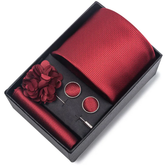 Commute Geometric Stripe Cashew Nuts Polyester Yarn Men's Square Scarf Cufflinks Tie