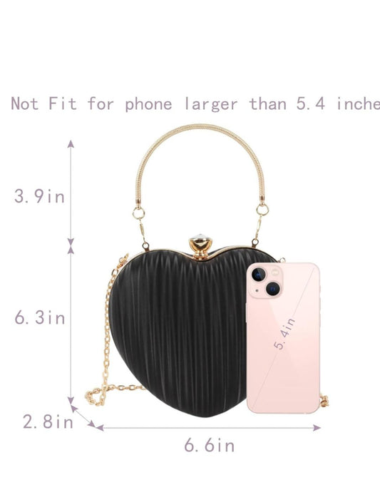Noir Heart Evening Clutch with Chain
