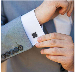 Black Square Enamel Cufflinks For Men