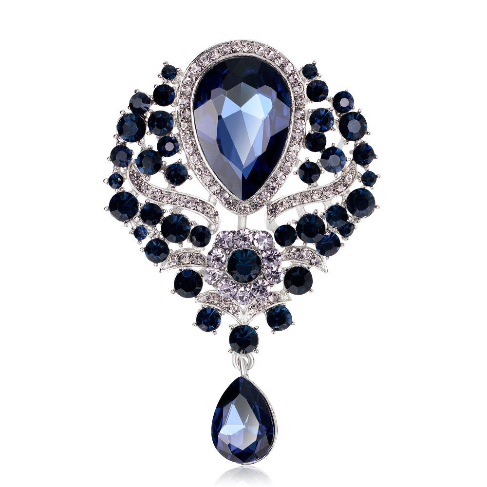 Dark Blue Crown Alloy Plating Brooch