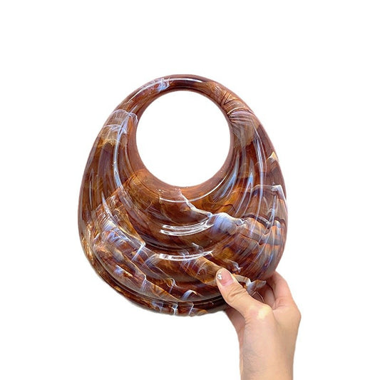 Coffee Swirl Acrylic Shell Dome Bag