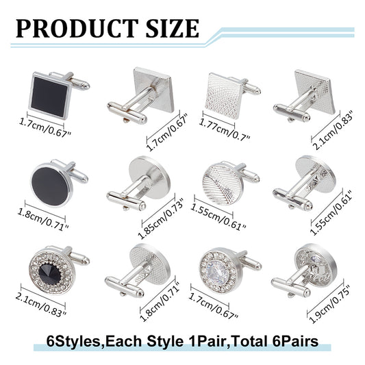 Iron Cufflinks for Men Square, Platinum.