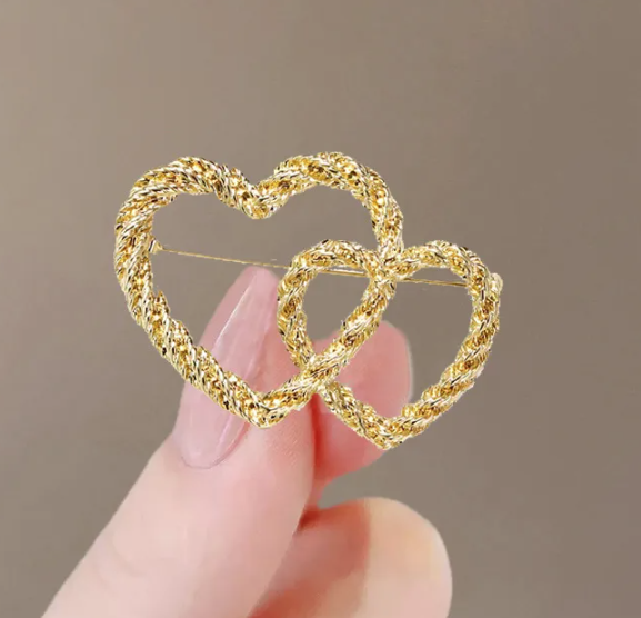Double love Gold Brooch