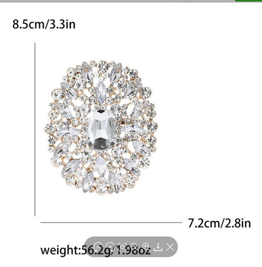 Golden white Rhinestones Brooch for Women'