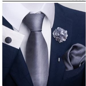 Commute Geometric Stripe Cashew Nuts Polyester Yarn Men's Square Scarf Cufflinks Tie