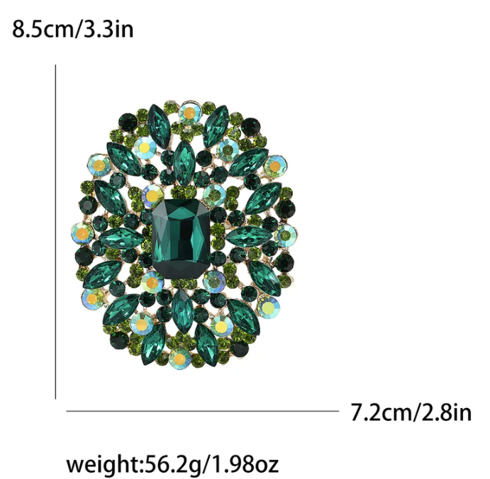 Green Geometric Alloy Rhinestones pin