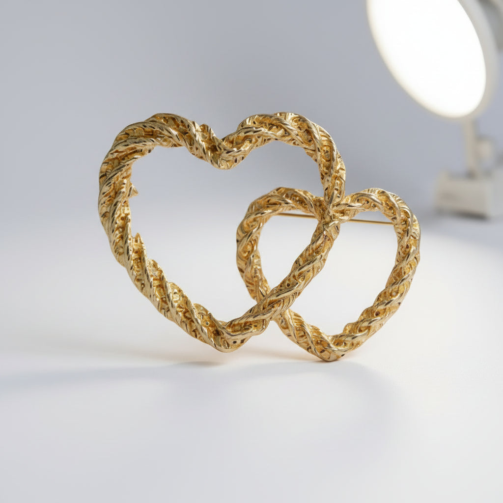 Double love Gold Brooch