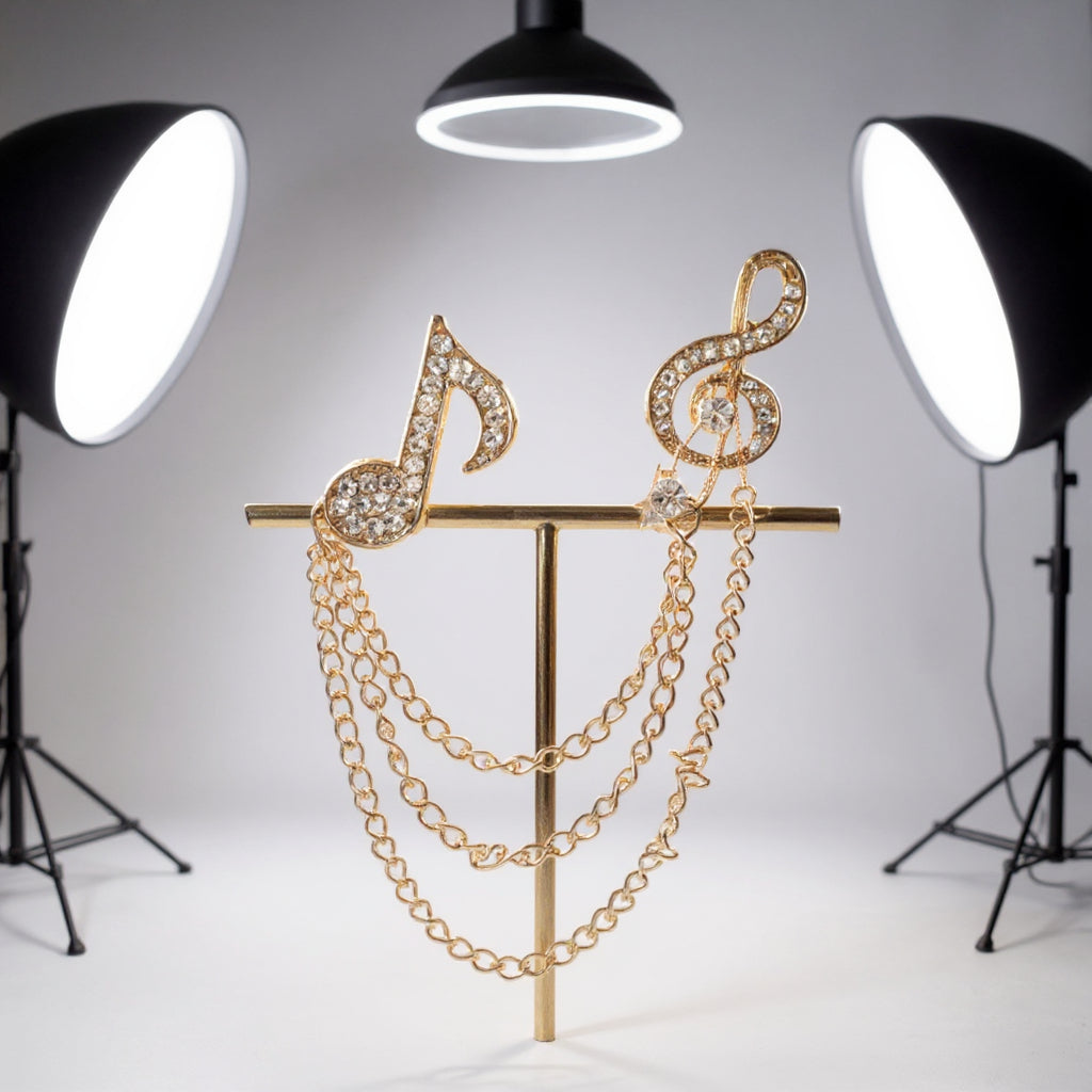 Gold Melody Chain Brooch Unisex