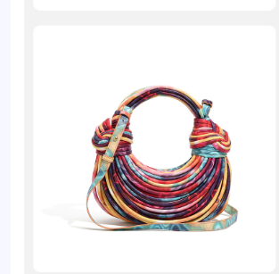 Pu Leather Rainbow Weave Dumpling Bag