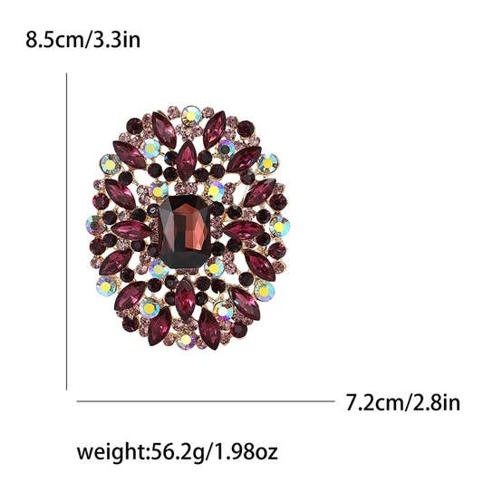 Brown Retro Pin Geometric Alloy Rhinestones