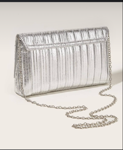Simple Shiny Silver Evening Clutch
