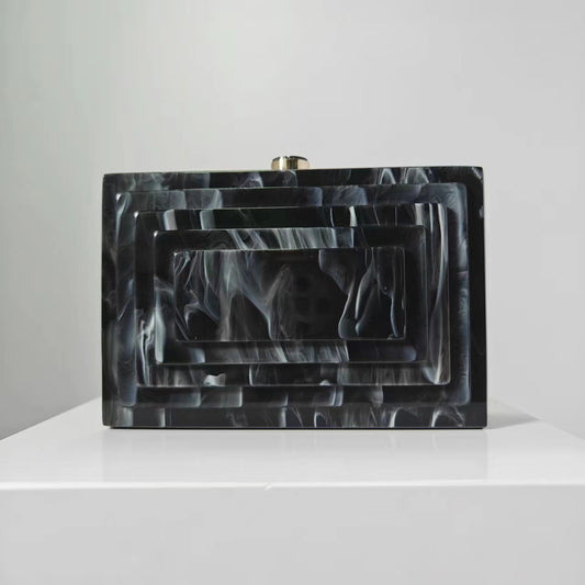 black square layered acrylic clutch