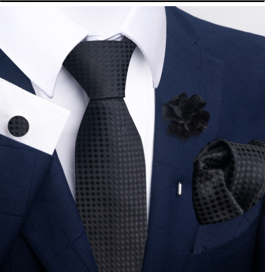Commute Geometric Stripe Cashew Nuts Polyester Yarn Men's Square Scarf Cufflinks Tie