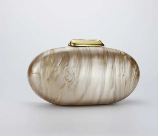 Luna Pearl Oval Clutch – Elegance in Every Curve