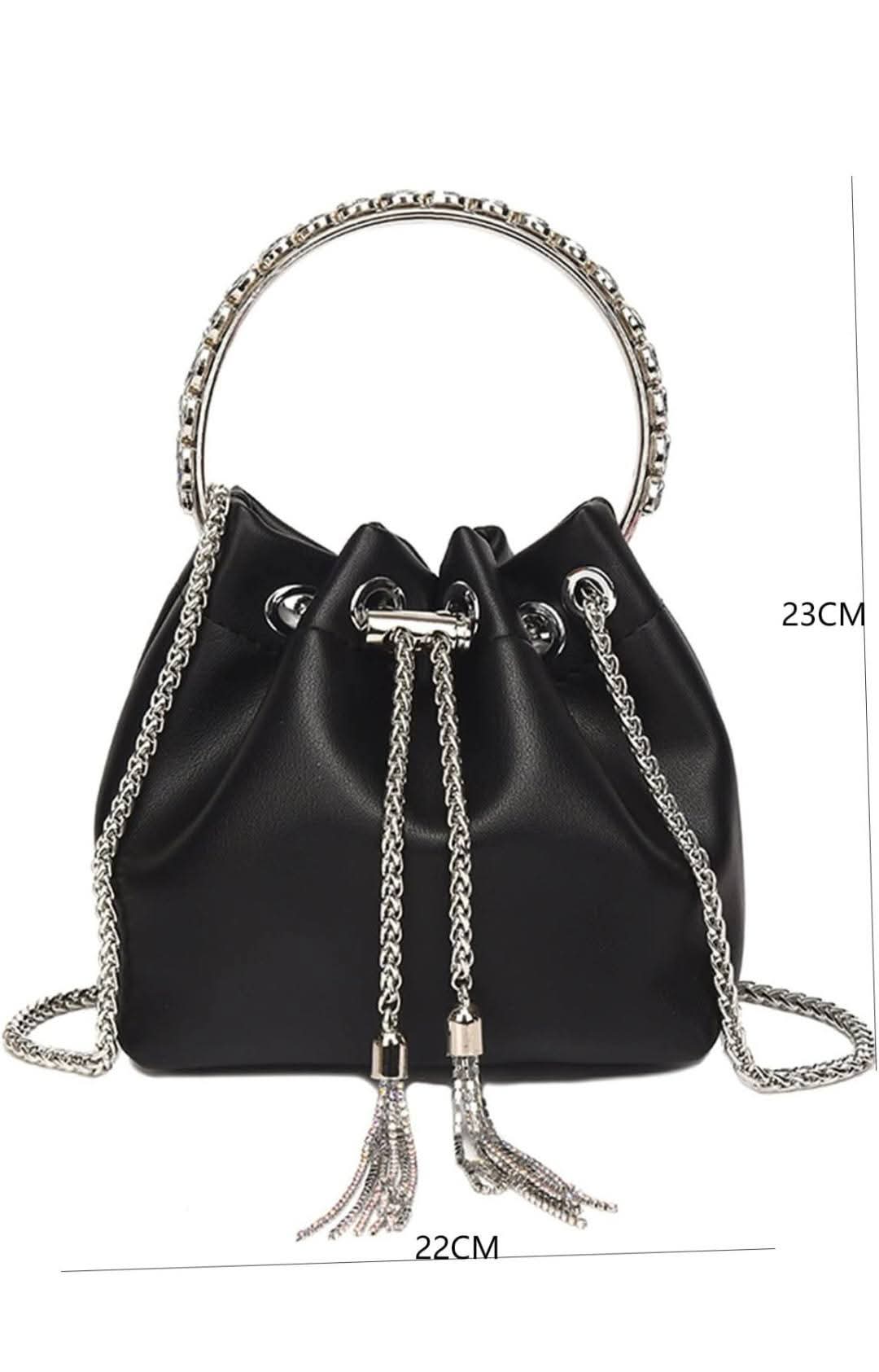 Midnight Elegance Clutch – Black & Silver