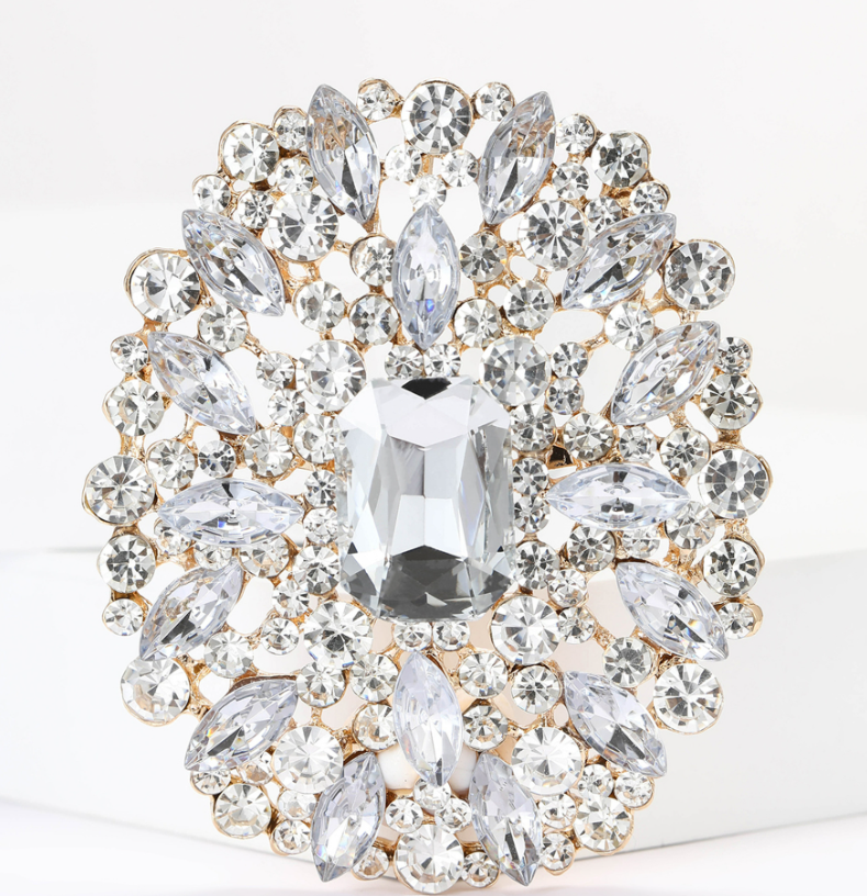 Golden white Rhinestones Brooch for Women'