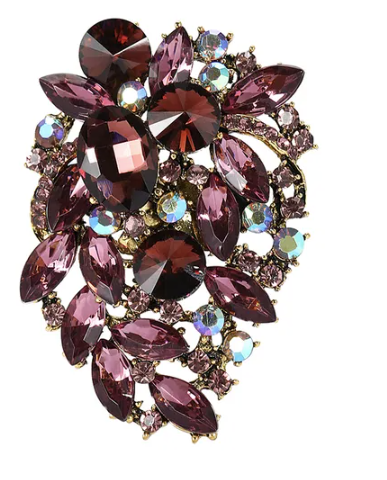 Purple Elegant Alloy Inlay Artificial Rhinestones Brooch