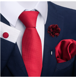 Commute Geometric Stripe Cashew Nuts Polyester Yarn Men's Square Scarf Cufflinks Tie