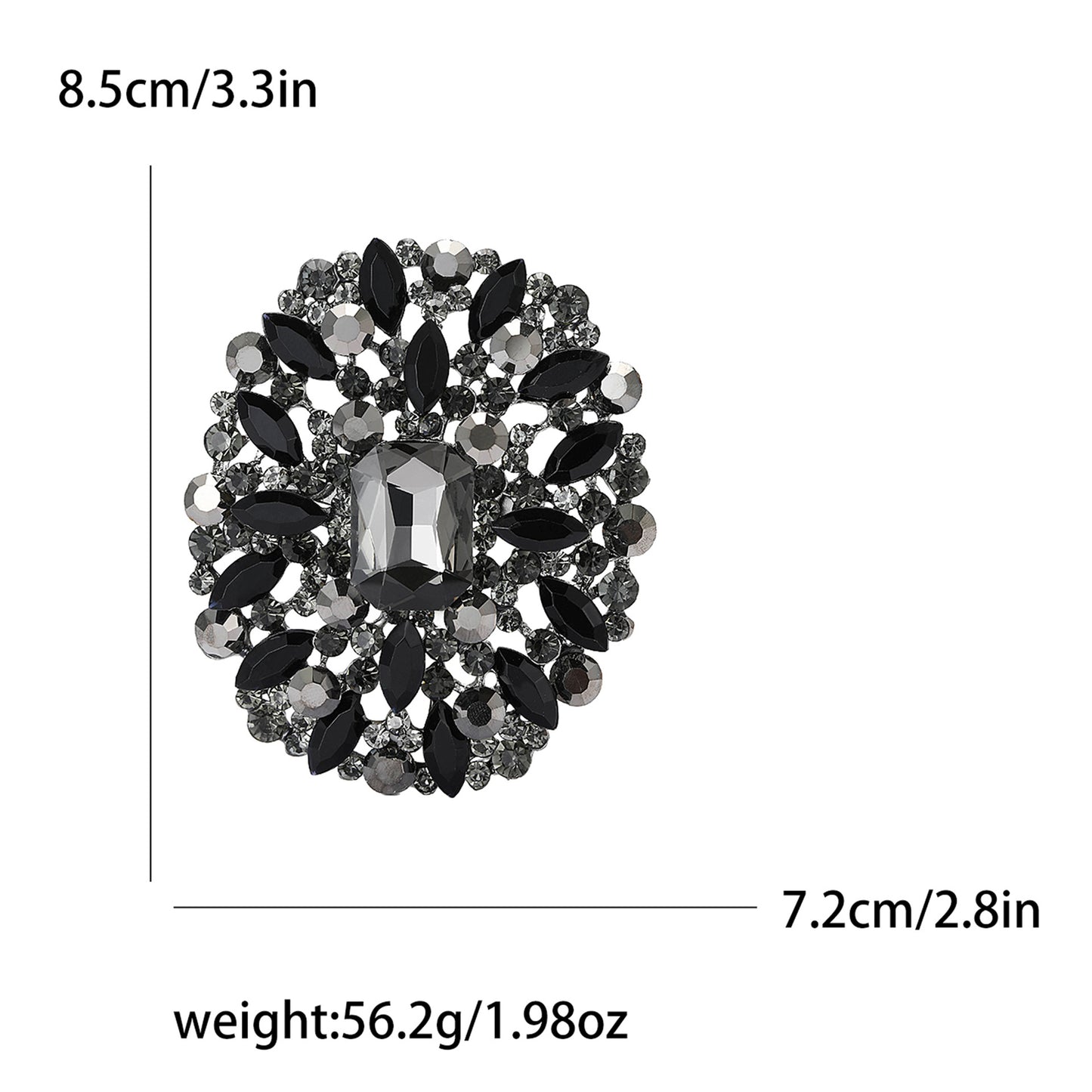 Black Retro Pin Geometric Alloy Rhinestones Women's Brooch