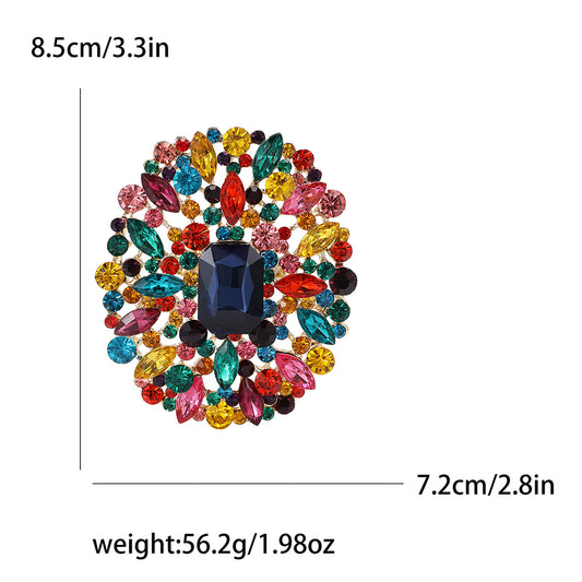 Multicolor retro Geometric Alloy Rhinestone  Brooch