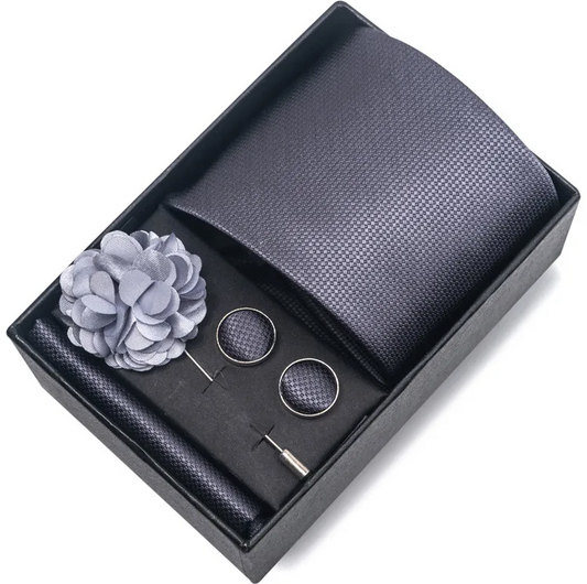 Commute Geometric Stripe Cashew Nuts Polyester Yarn Men's Square Scarf Cufflinks Tie