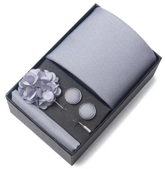 Commute Geometric Stripe Cashew Nuts Polyester Yarn Men's Square Scarf Cufflinks Tie