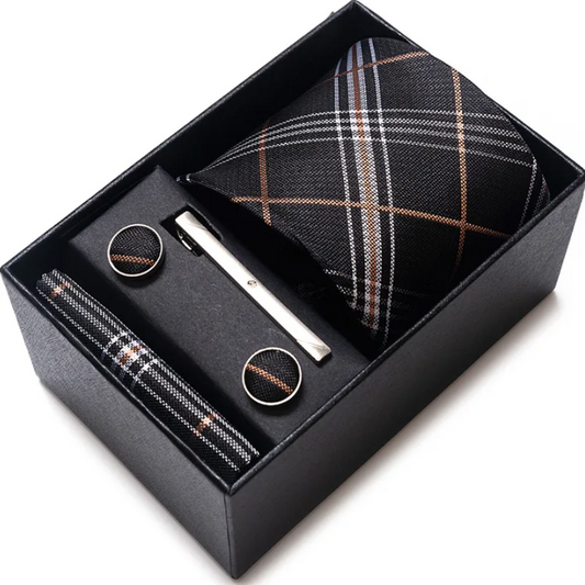 Simple Style Geometric Solid Color Polyester Yarn Men's Cufflinks Lavalier Tie