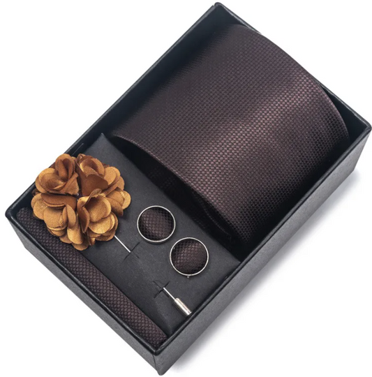 Commute Geometric Stripe Cashew Nuts Polyester Yarn Men's Square Scarf Cufflinks Tie