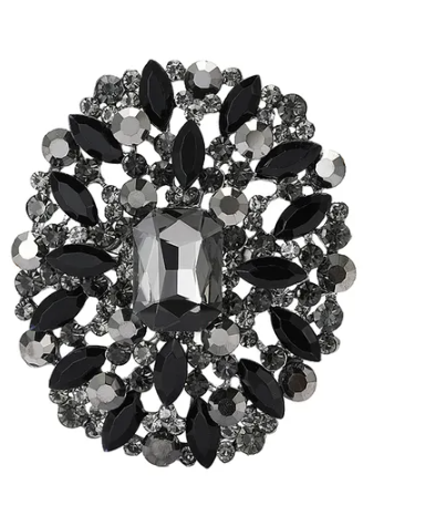 Black Retro Pin Geometric Alloy Rhinestones Women's Brooch