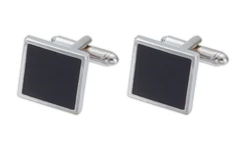 Black Square Enamel Cufflinks For Men