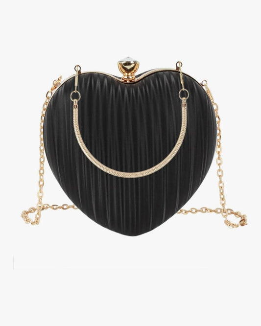 Noir Heart Evening Clutch with Chain