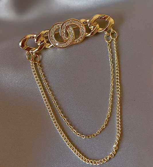 Gold Chain Letters Brooch