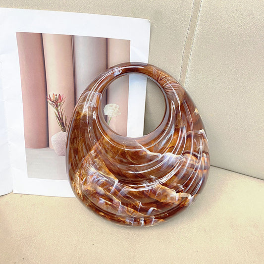 Coffee Swirl Acrylic Shell Dome Bag