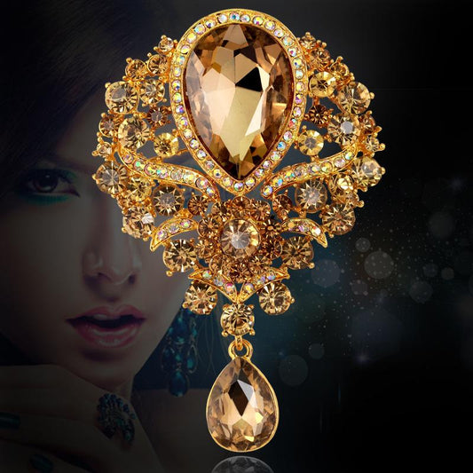 Champagne Crown Alloy Plating Brooch