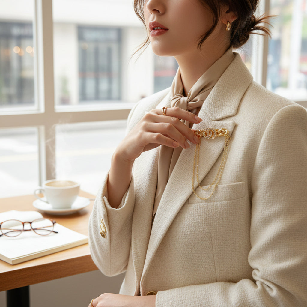 Gold Chain Letters Brooch