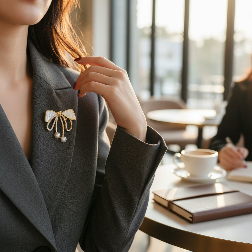 Bow Gold Plated Brooch for women