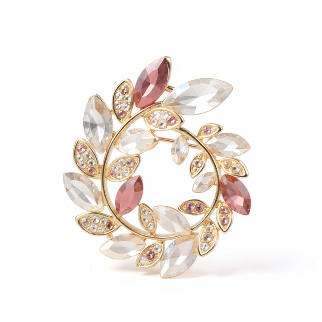 Gray Shiny Wreath Alloy Inlay Rhinestones Brooch