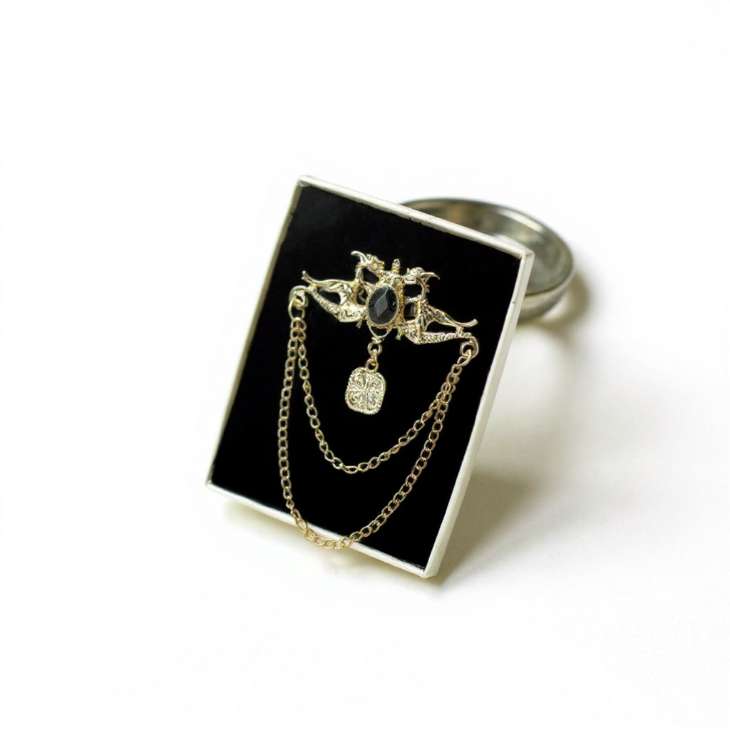 Elegant Gold  Royal Crest Chain Brooch Unisex