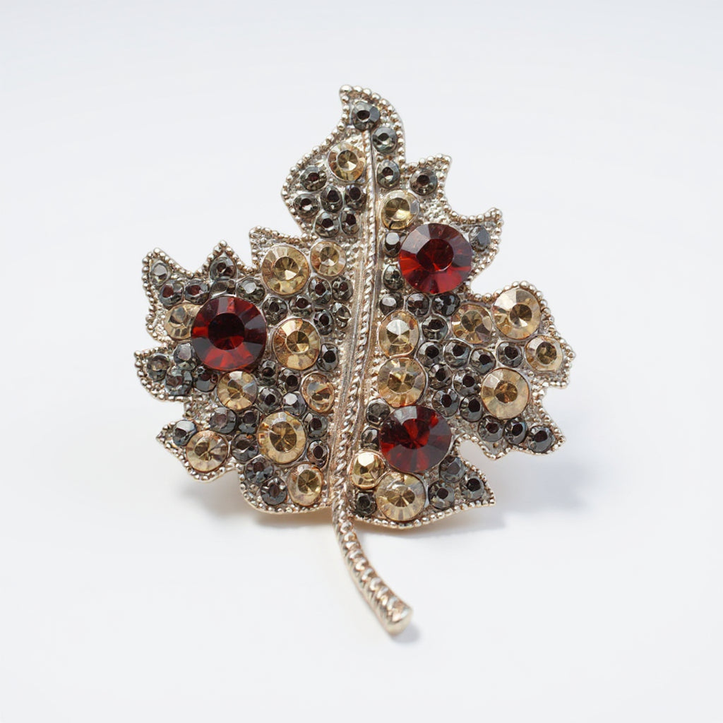 Champagne Leafy Shiny Wreath Brooch