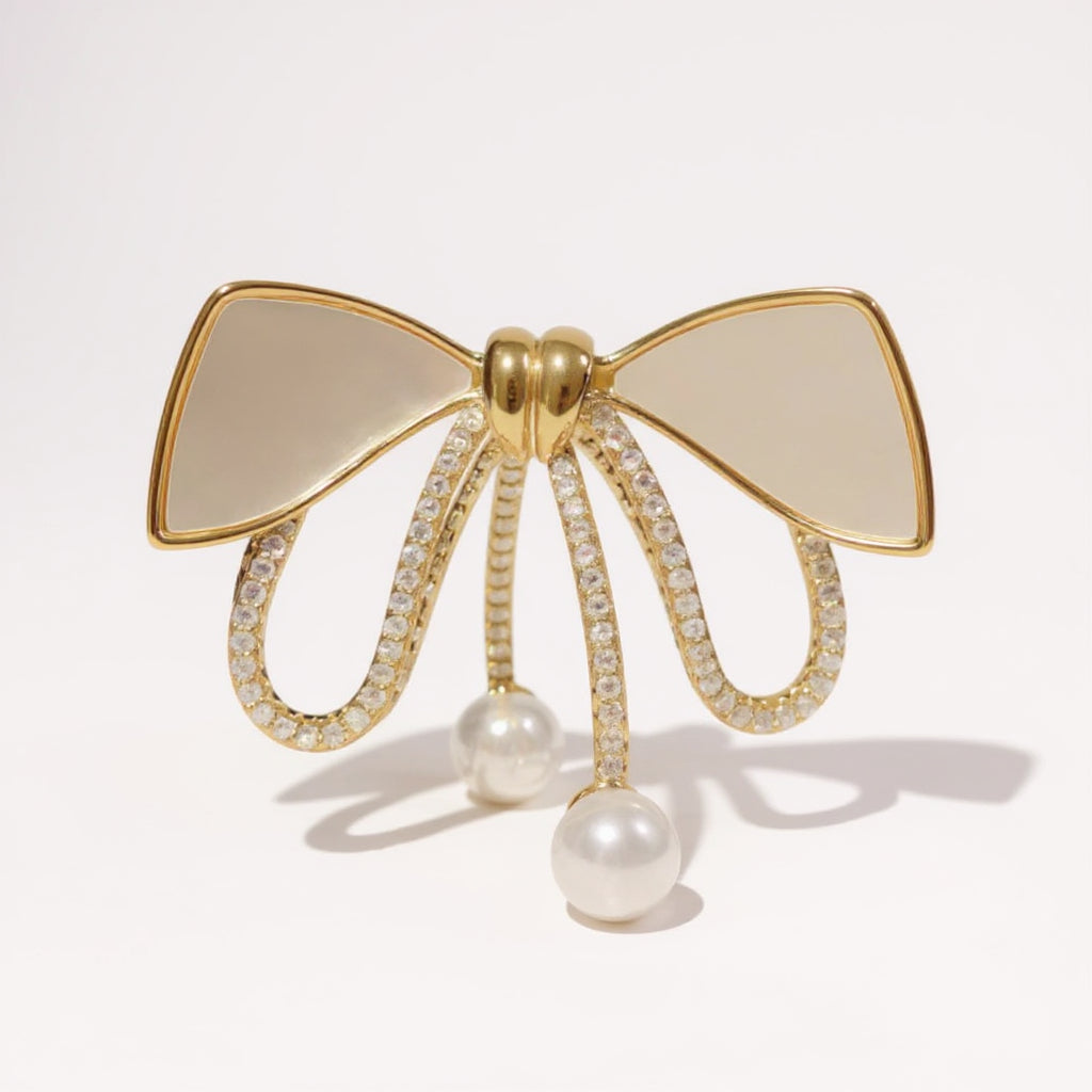 Bow Gold Plated Brooch for women