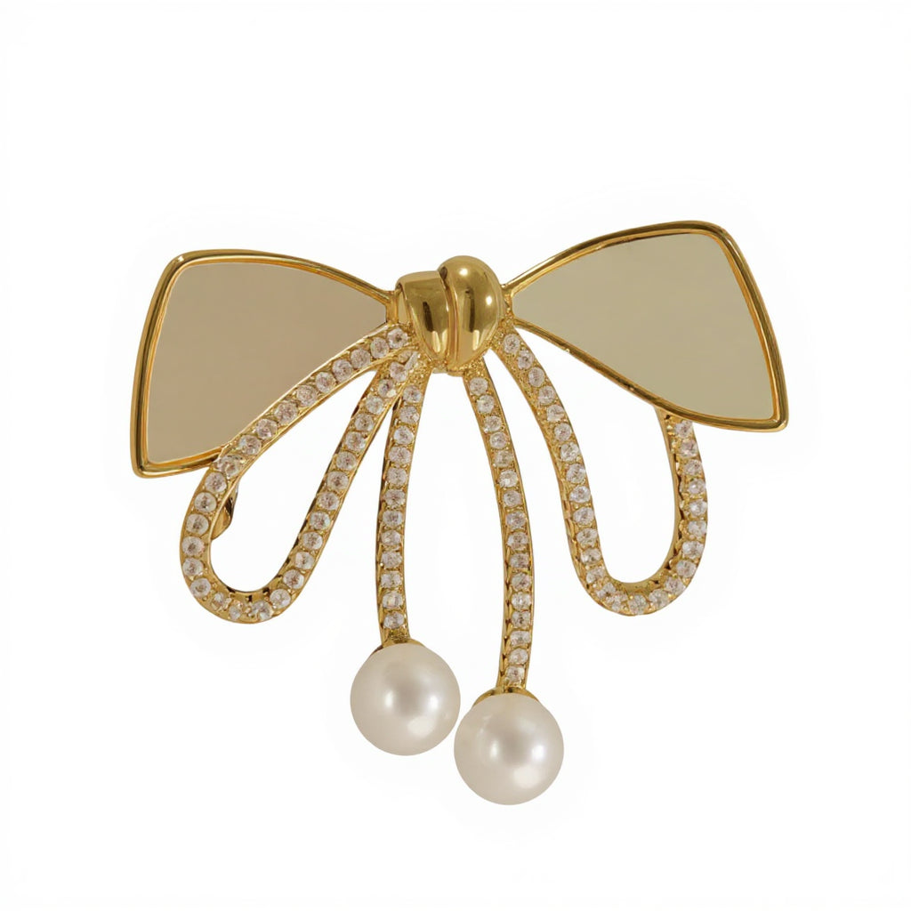 Bow Gold Plated Brooch for women