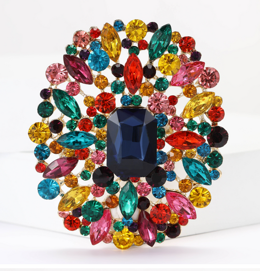 Multicolor retro Geometric Alloy Rhinestone  Brooch