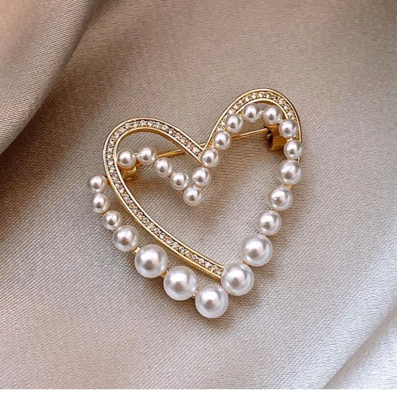 Pearl Double Peach Heart Brooch